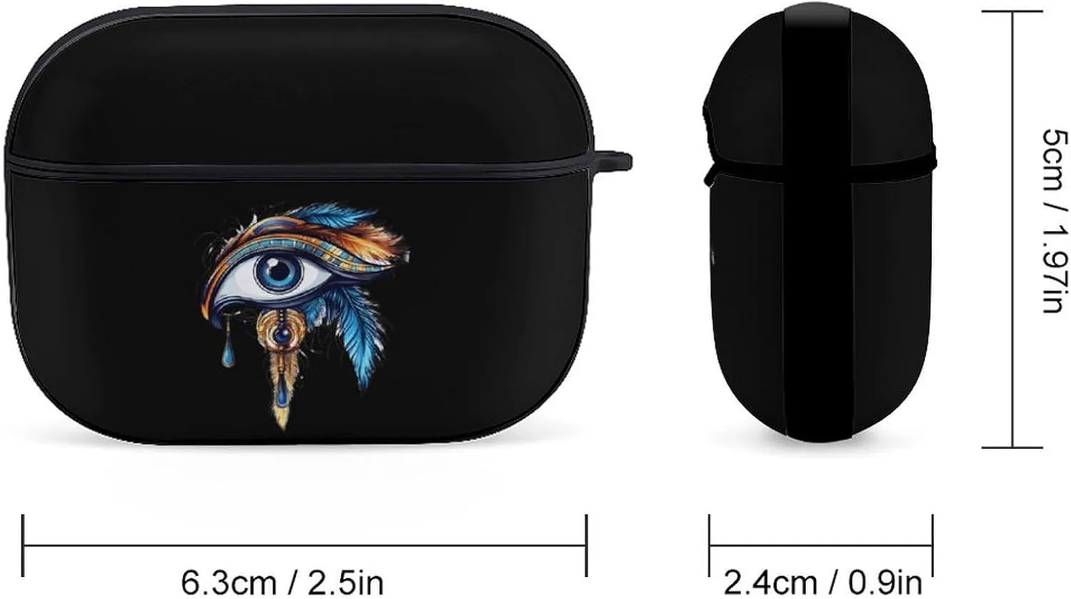 The Eye of Horus Earbud Case Bluetooth Headphone Case Full Protective Case with Keychain Compatible with Airpods Pro Black-Style