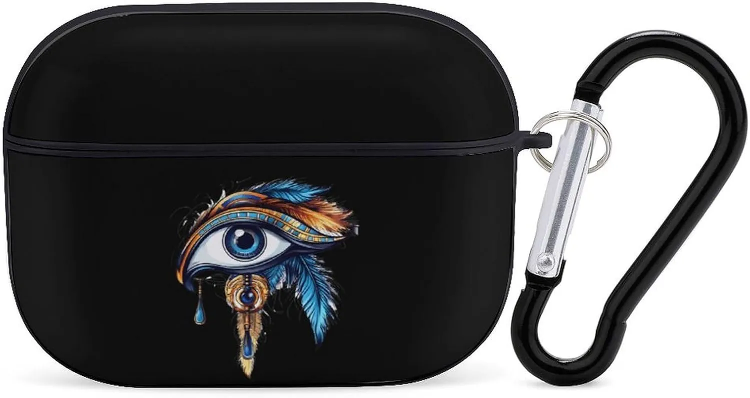 The Eye of Horus Earbud Case Bluetooth Headphone Case Full Protective Case with Keychain Compatible with Airpods Pro Black-Style