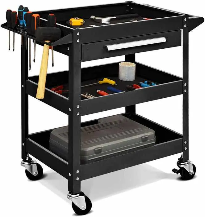 Three Tier Rolling Wheeled Utility Tool Cart Storage