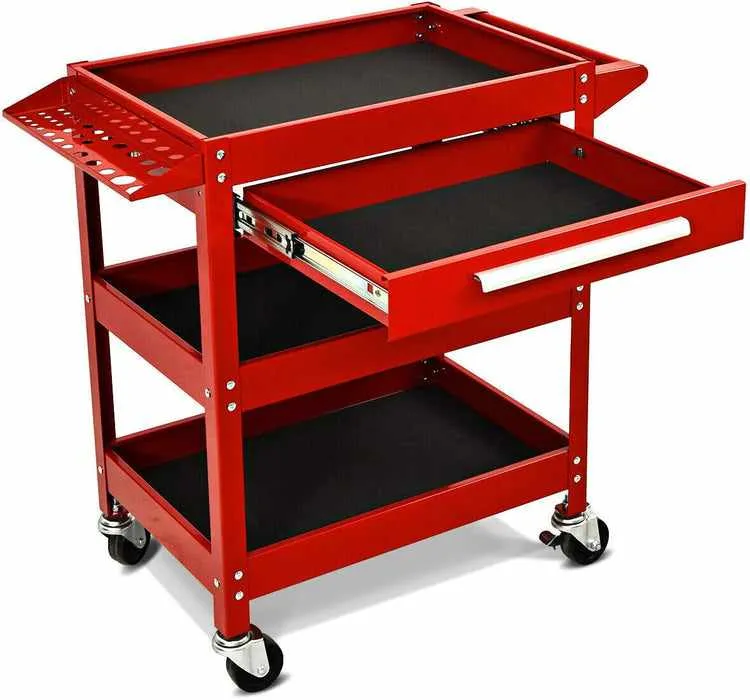 Three Tier Rolling Wheeled Utility Tool Cart Storage