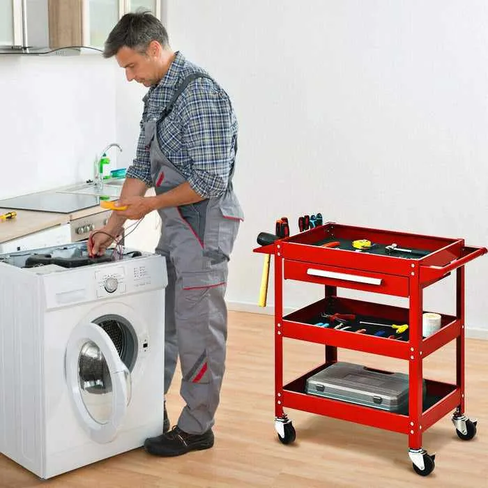 Three Tier Rolling Wheeled Utility Tool Cart Storage