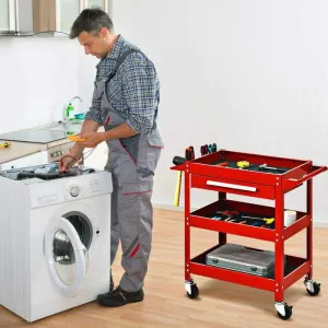 Three Tier Rolling Wheeled Utility Tool Cart Storage