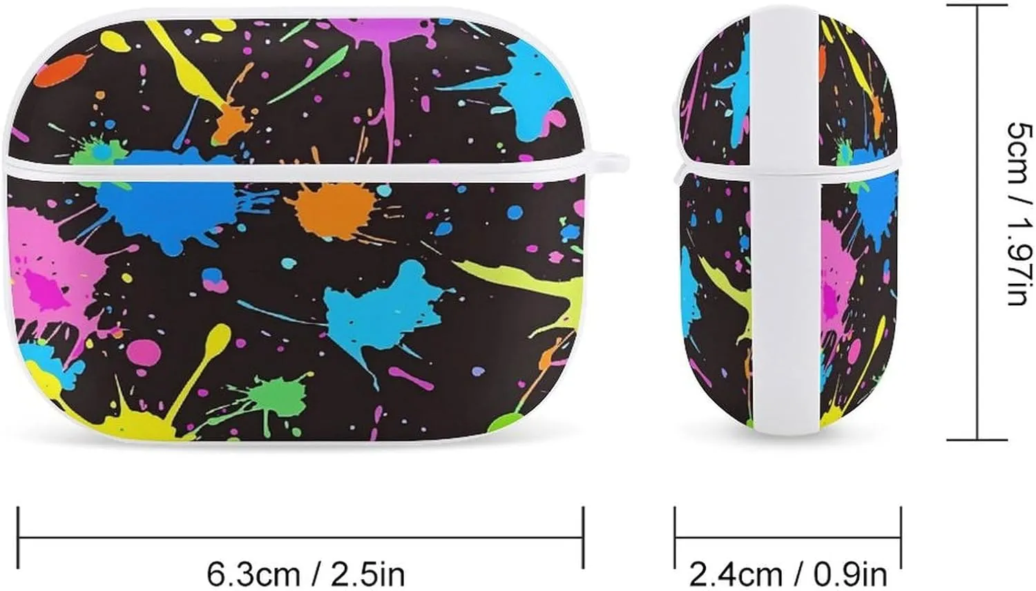 Tie Dye Ink Jet Earbud Case Bluetooth Headphone Case Full Protective Case with Keychain Compatible with Airpods Pro White-Style