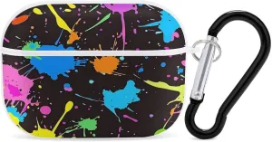 Tie Dye Ink Jet Earbud Case Bluetooth Headphone Case Full Protective Case with Keychain Compatible with Airpods Pro White-Style