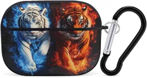Tiger Earbud Case Bluetooth Headphone Case Full Protective Case with Keychain Compatible with Airpods Pro Black-Style