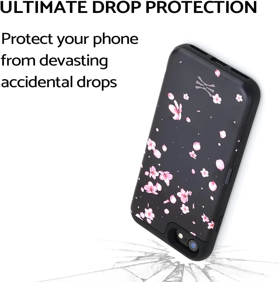 TORU CX PRO for iPhone SE 2022 / SE 2020 / iPhone 8 / iPhone 7 Case Wallet | Protective Shockproof Heavy Duty Cover with Hidden Card Holder & Card Slot | Plastic Mirror Included - Flowers