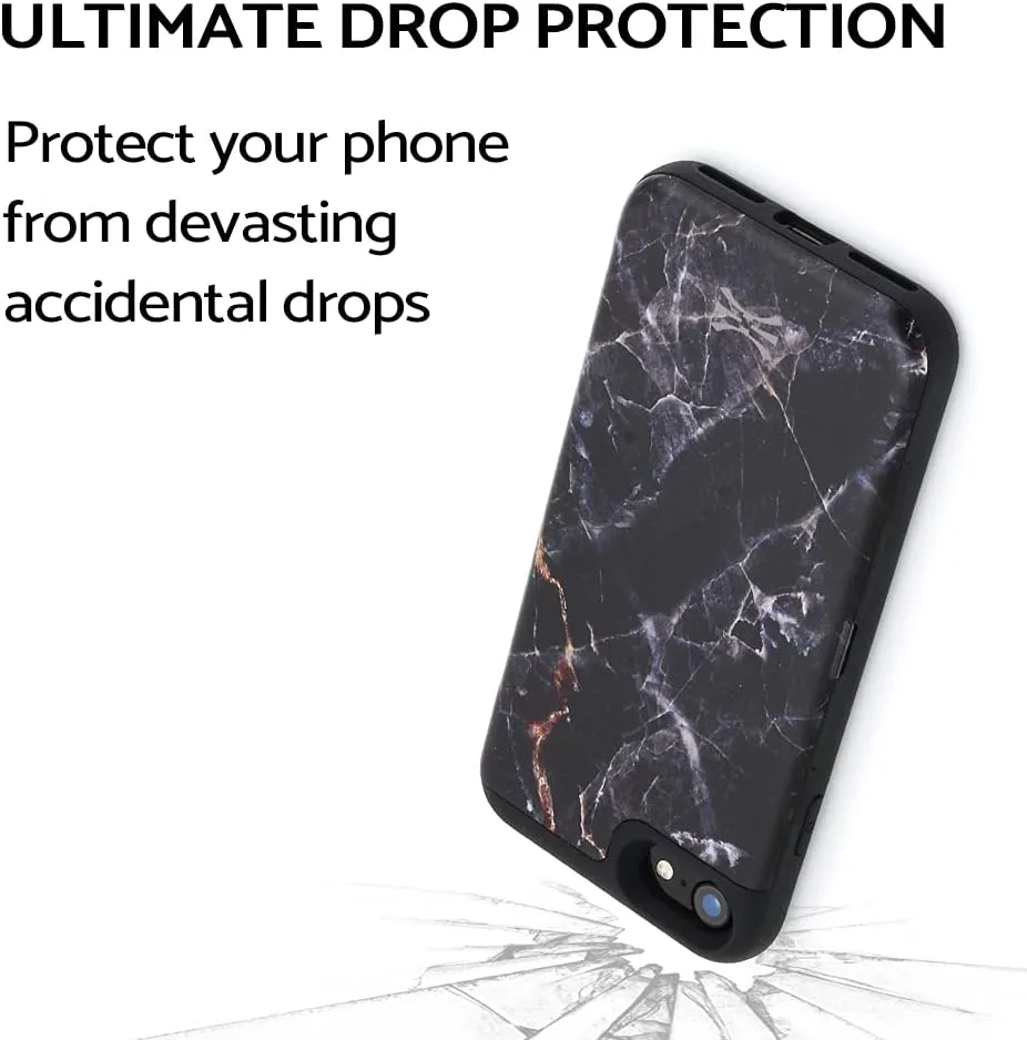 TORU CX PRO for iPhone SE 2022 / SE 2020 / iPhone 8 / iPhone 7 Case Wallet | Protective Shockproof Heavy Duty Cover with Hidden Card Holder & Card Slot | Plastic Mirror Included - Marble