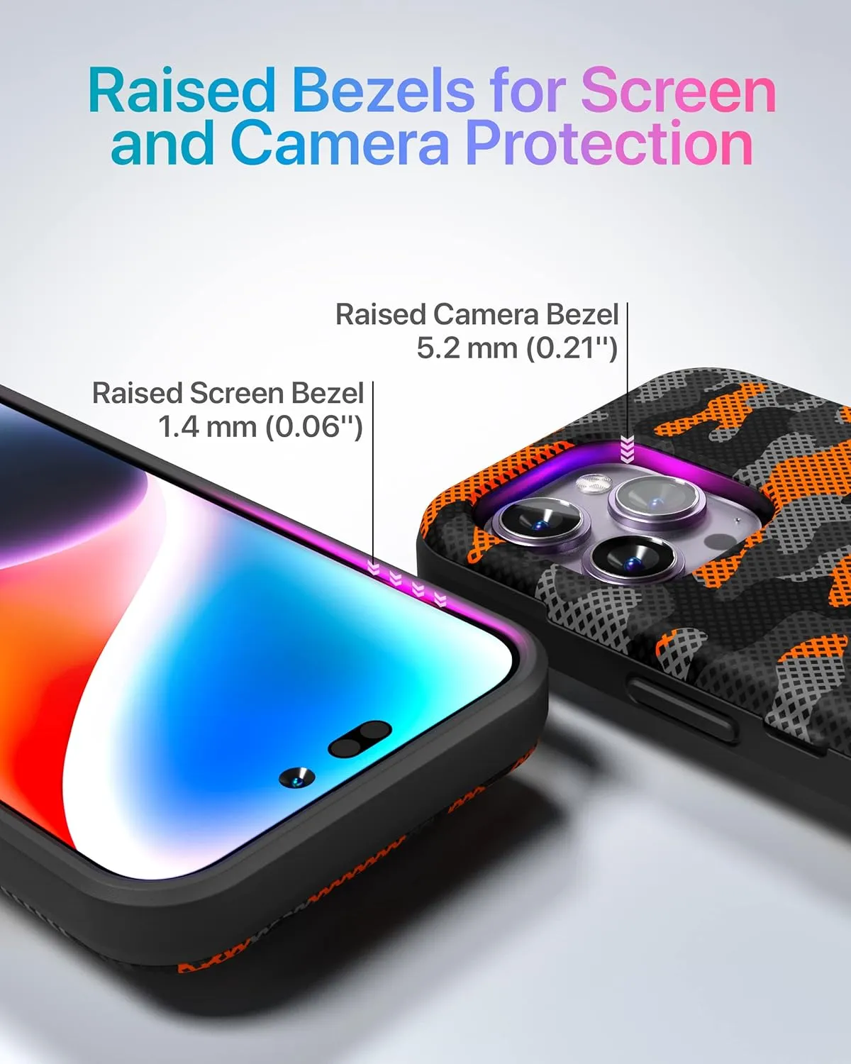 TORU CX Slim for iPhone 14 Pro Max Case Wallet | Protective Shockproof Heavy Duty Cover with Hidden Card Holder & Card Slot | Mirror & Wrist Strap Included - Camouflage