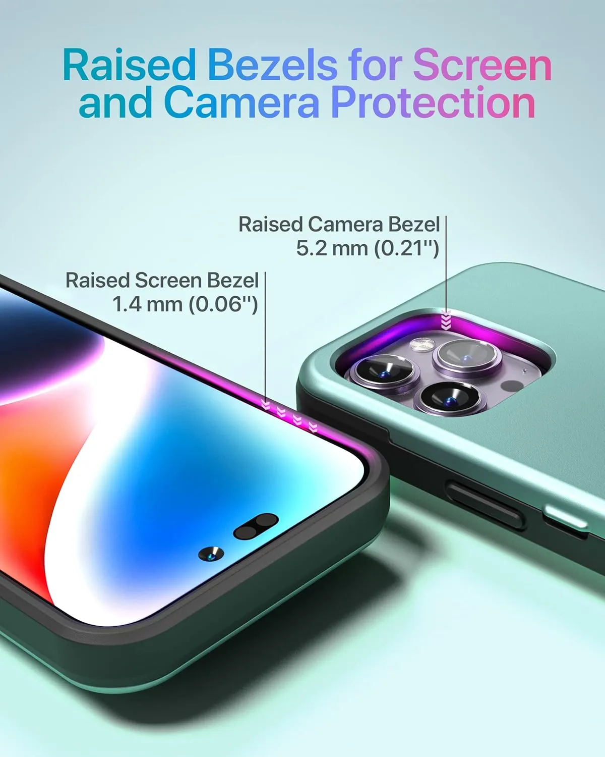 TORU CX Slim for iPhone 14 Pro Max Case Wallet | Protective Shockproof Heavy Duty Cover with Hidden Card Holder & Card Slot | Mirror & Wrist Strap Included - Green