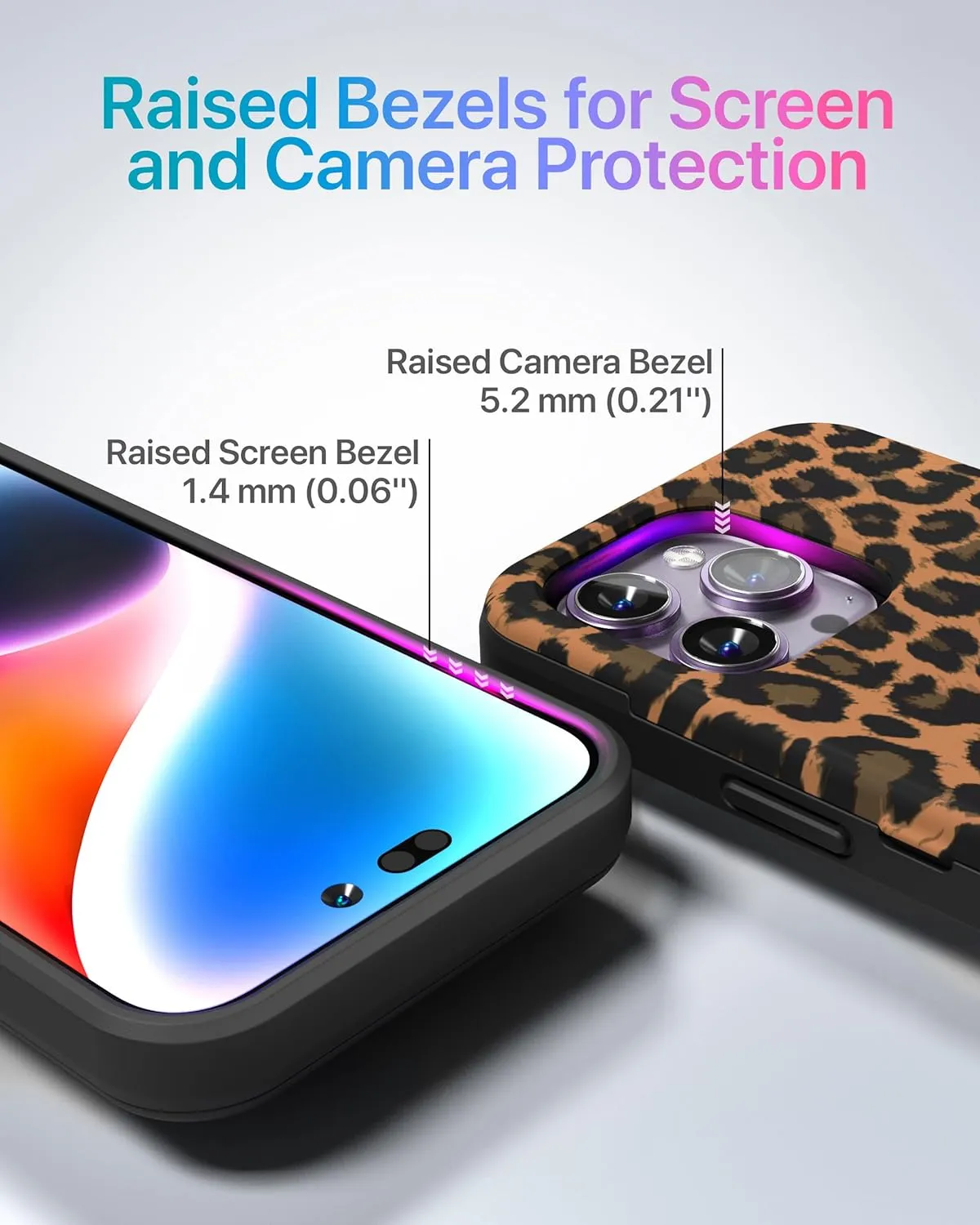 TORU CX Slim for iPhone 14 Pro Max Case Wallet | Protective Shockproof Heavy Duty Cover with Hidden Card Holder & Card Slot | Mirror & Wrist Strap Included - Leopard