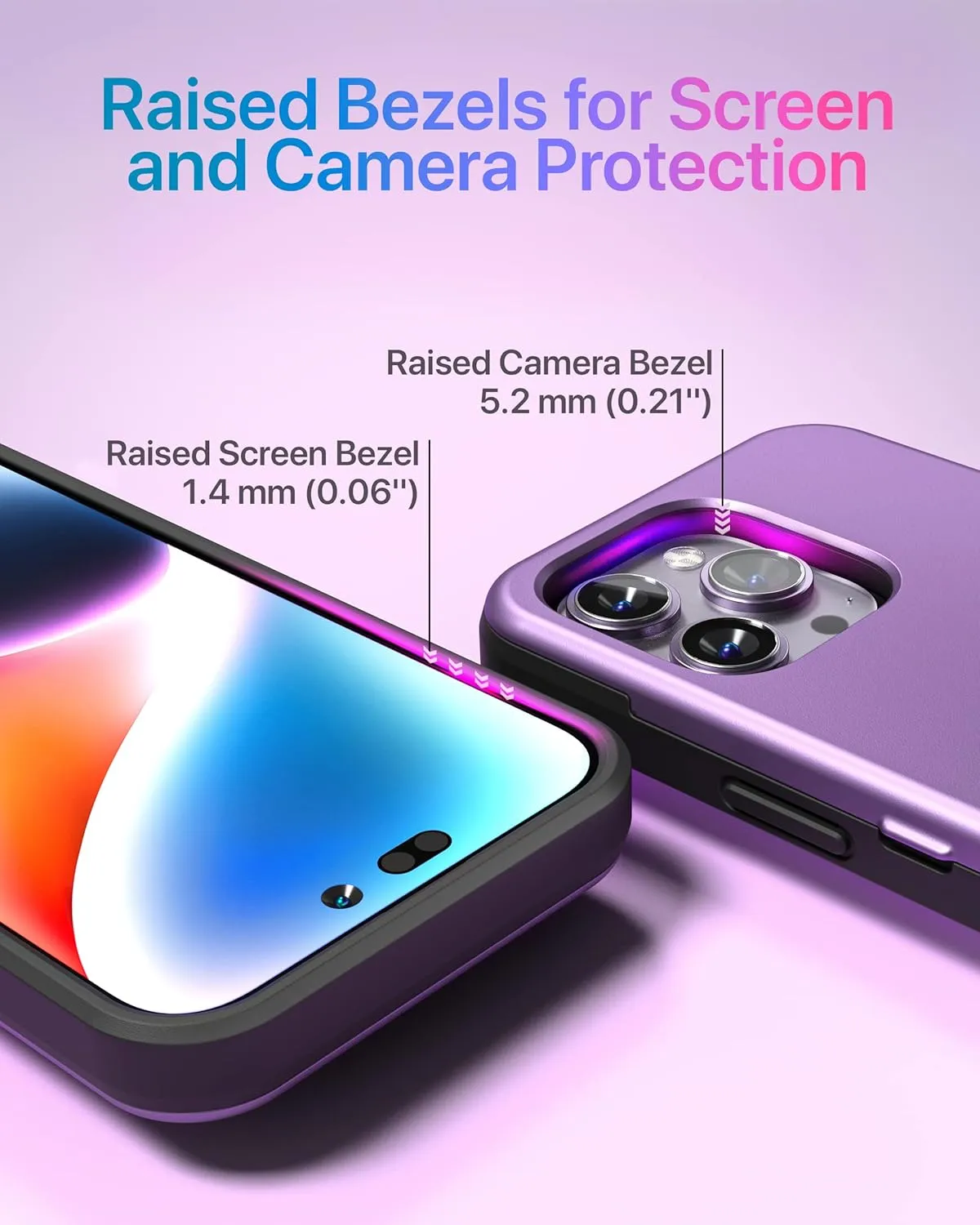 TORU CX Slim for iPhone 14 Pro Max Case Wallet | Protective Shockproof Heavy Duty Cover with Hidden Card Holder & Card Slot | Mirror & Wrist Strap Included - Purple