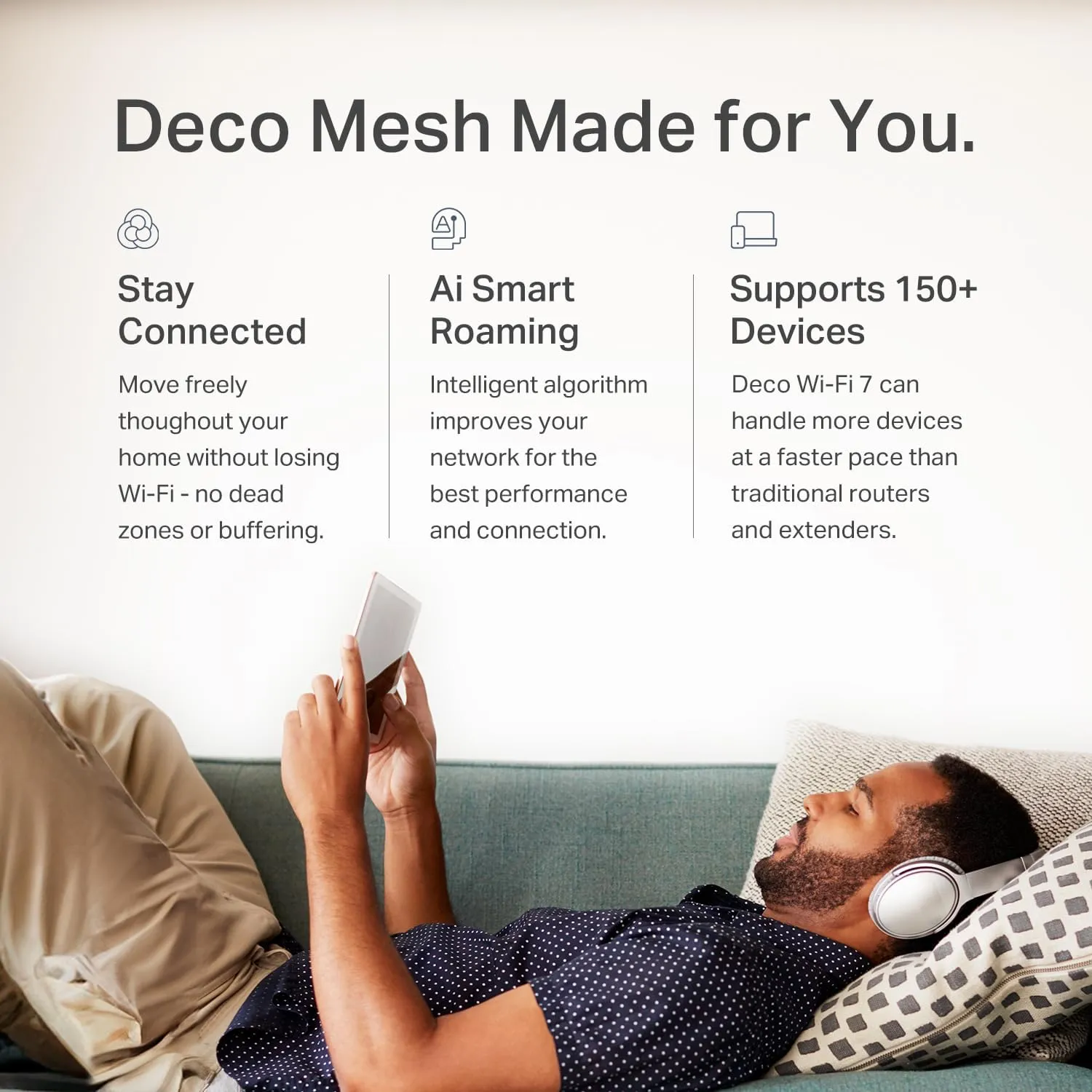 TP-Link Dual-Band BE5000 WiFi 7 Mesh Wi-Fi System (Deco BE25) | 4-Stream 5 Gbps | 240 Mhz Channels | Covers up to 6,600 Sq.Ft | 2X 2.5G Ports Wired Backhaul | VPN,MLO, AI-Roaming, HomeShield (3-Pack)