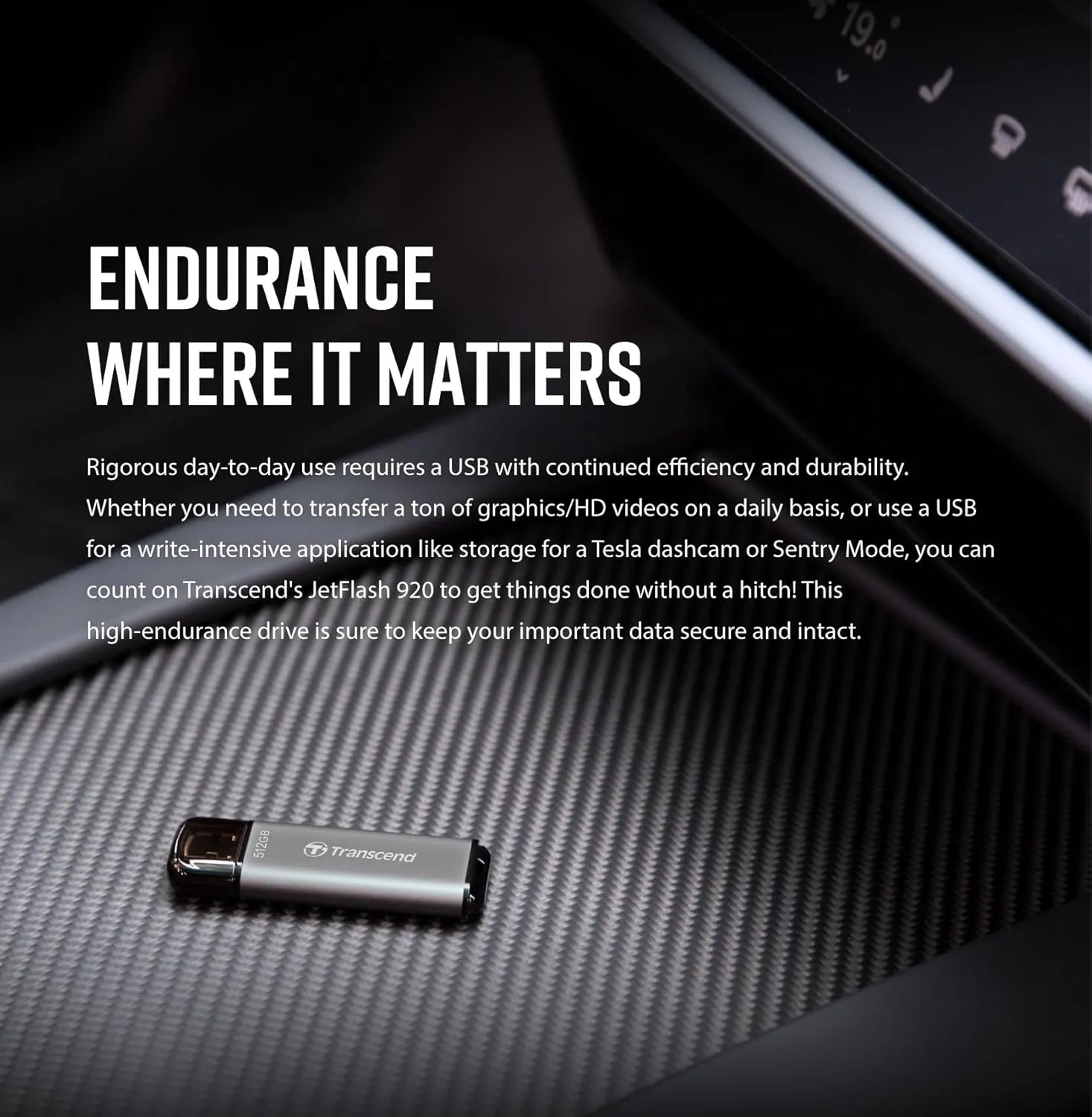 Transcend 512GB JF920 USB Flash Drive, USB3.2 Gen1, Up to 420MB/s, Aluminum Metallic housing, for Car Audio System, Sentry Mode, Smart TV and Gaming Console, Gray - TS512GJF920