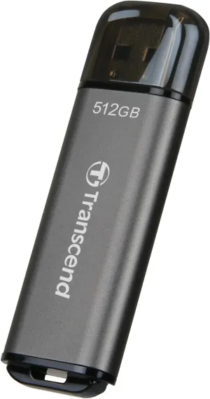 Transcend 512GB JF920 USB Flash Drive, USB3.2 Gen1, Up to 420MB/s, Aluminum Metallic housing, for Car Audio System, Sentry Mode, Smart TV and Gaming Console, Gray - TS512GJF920