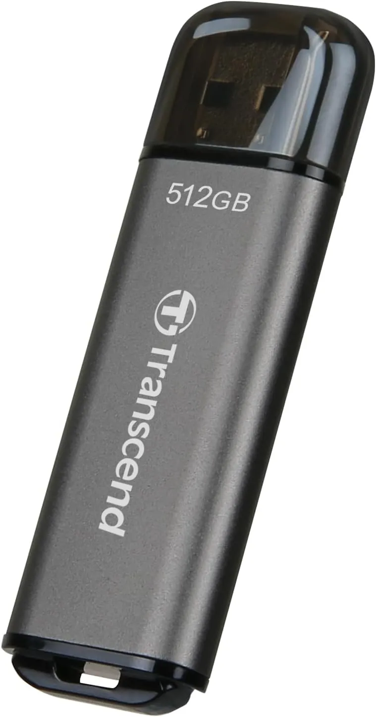 Transcend 512GB JF920 USB Flash Drive, USB3.2 Gen1, Up to 420MB/s, Aluminum Metallic housing, for Car Audio System, Sentry Mode, Smart TV and Gaming Console, Gray - TS512GJF920