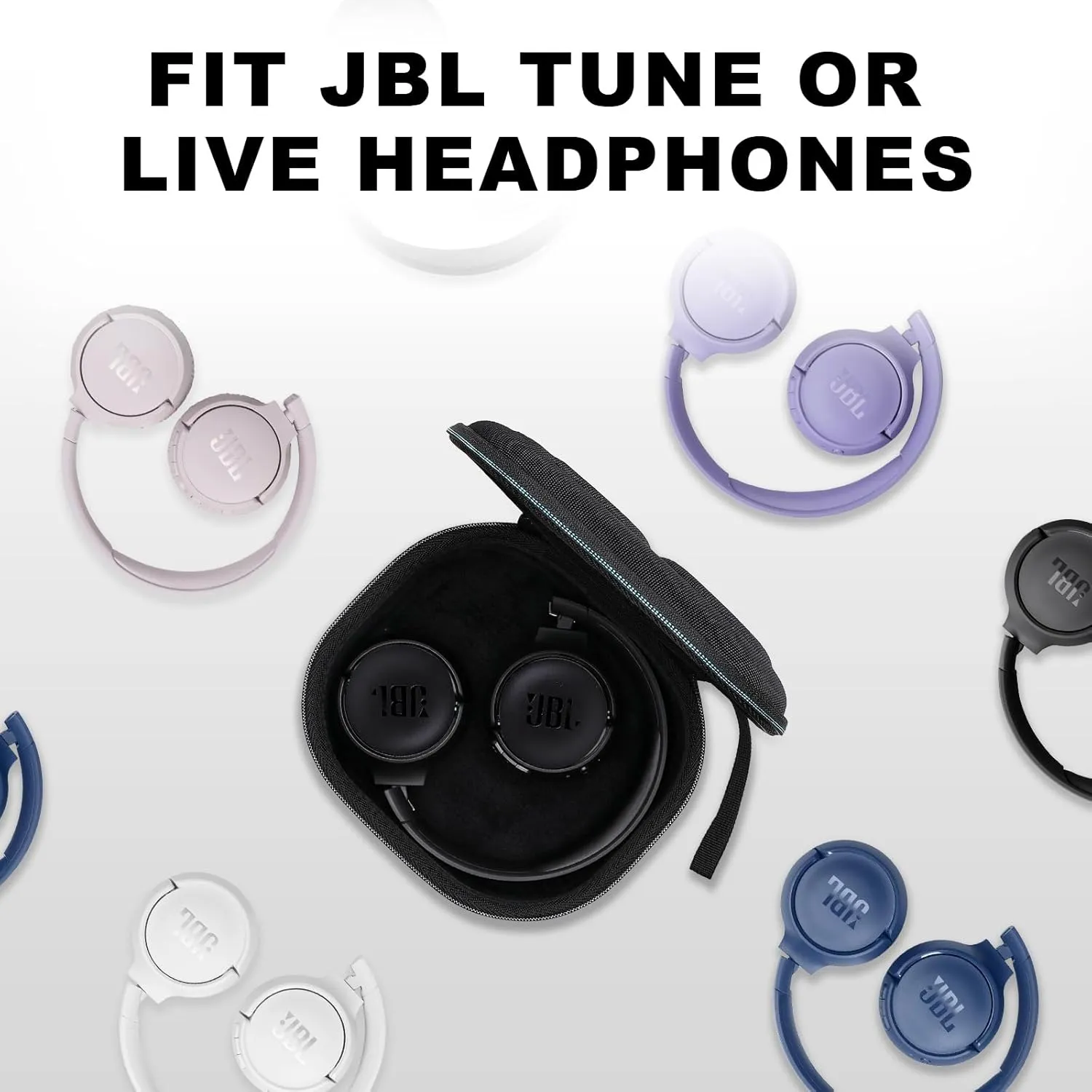 Travel Case for JBL Tune 510BT/ 520BT/ 660NC/ 670NC/ 570BT/ 500BT/ Tune 525BT/ 500/ JBL Live 460NC/ 670NC/ JBL T450BT, Soundcore H30i, Samsung AKG Foldable Small Headphones Black