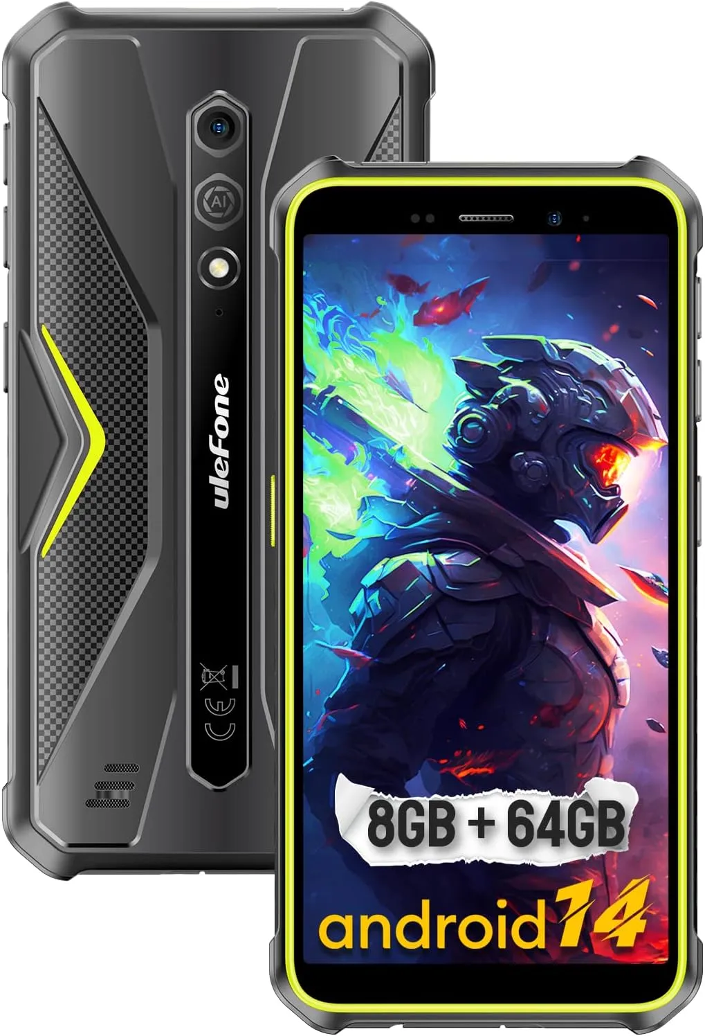 Ulefone Armor X12 Pro, 4G Rugged Phones, IP68/IP69K, Android 14 8GB   64GB, 13MP   8MP, 5.45 Inch HD  Display, 4860mAh Big Battery, Global Bands, Dustproof, Compass, NFC, OTG, GPS - Green