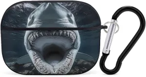 Underwater Ocean Shark Earbud Case Bluetooth Headphone Case Full Protective Case with Keychain Compatible with Airpods Pro Black-Style