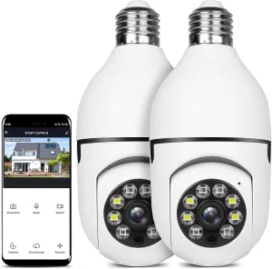 UPULTRA Light Bulb Security Camera Outdoor 2packs HD Wireless 5GHz/2.4GHz WiFi Home IP Cameras E27 360 Degree Panoramic,Motion Detection and Alarm,Two-Way Audio,Night Vision