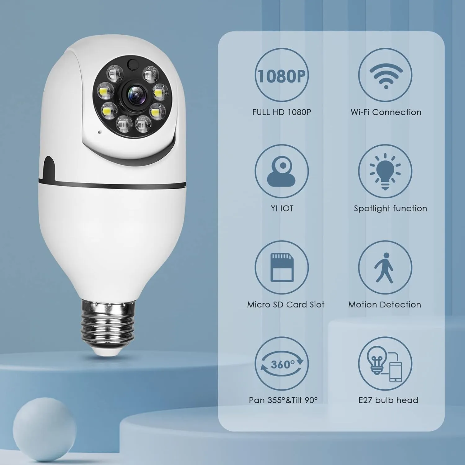 UPULTRA Light Bulb Security Camera Outdoor 2packs HD Wireless 5GHz/2.4GHz WiFi Home IP Cameras E27 360 Degree Panoramic,Motion Detection and Alarm,Two-Way Audio,Night Vision
