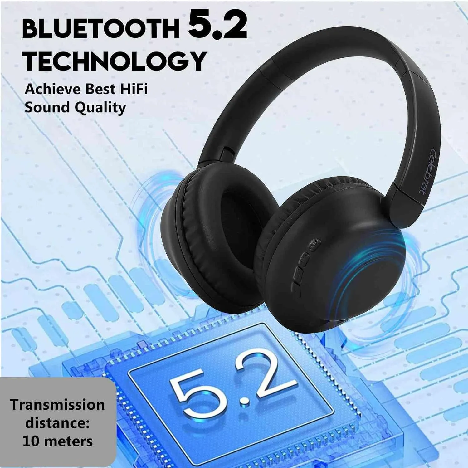 UrbanX A32 Over-Ear Bluetooth Headphones - HD Wireless Sound with Mic for Xperia X Compact/XZ/5 Plus/H8541/iPhone/Android - 20H Playtime, 200H Standby, Workout & Travel-Friendly -Black