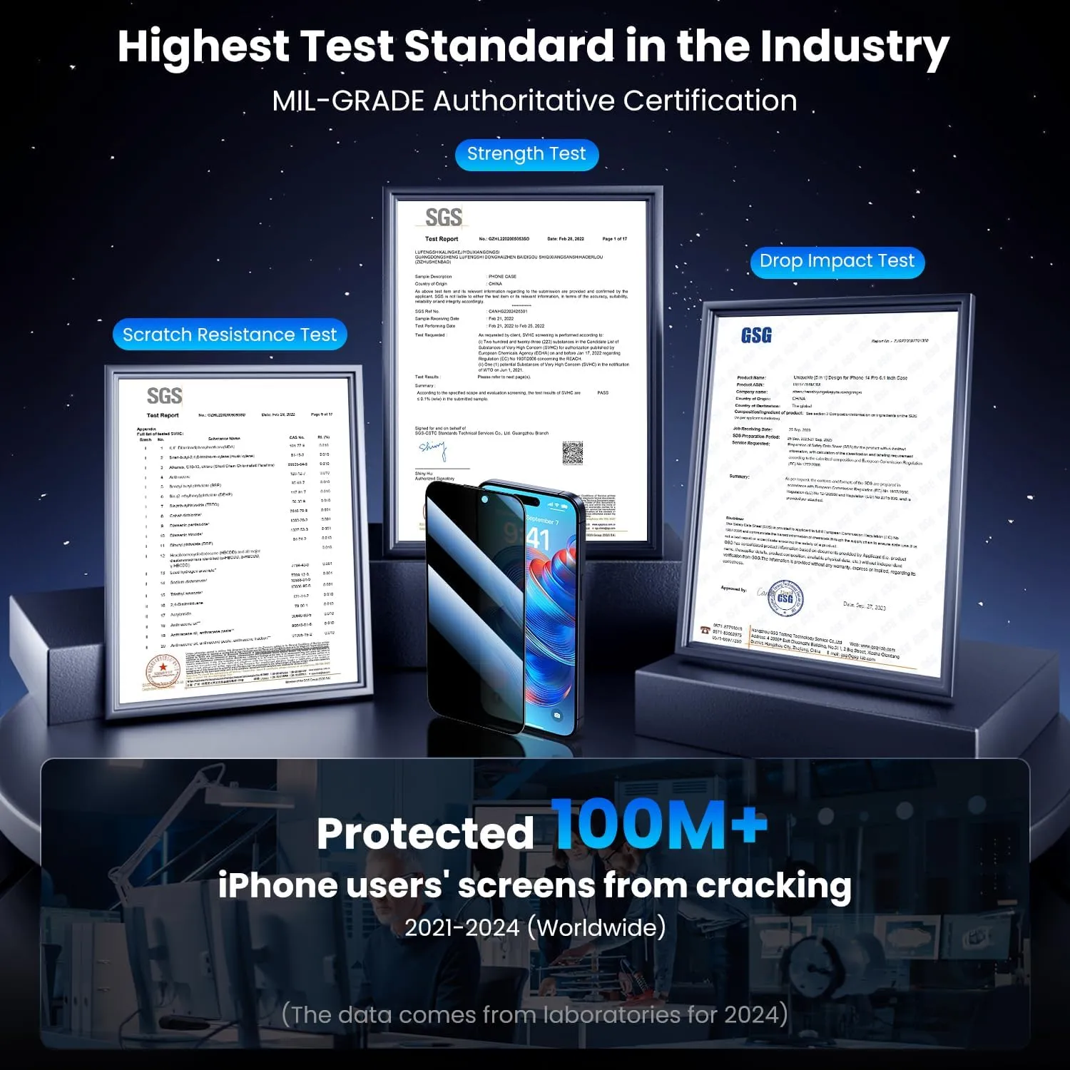 Uyiton for iPhone 15 Pro Max Privacy Screen Protector UnBreak-Glass, 28Anti-Spy [Easy Fit] [Zero Bubble] Shatterproof Full Coverage Scratch Resistance 9H Private Tempered Glass Screen Cover, 2 Pack