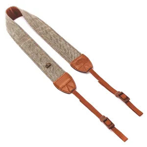 Vintage Style White & Brown Weave Camera Shoulder Neck Strap