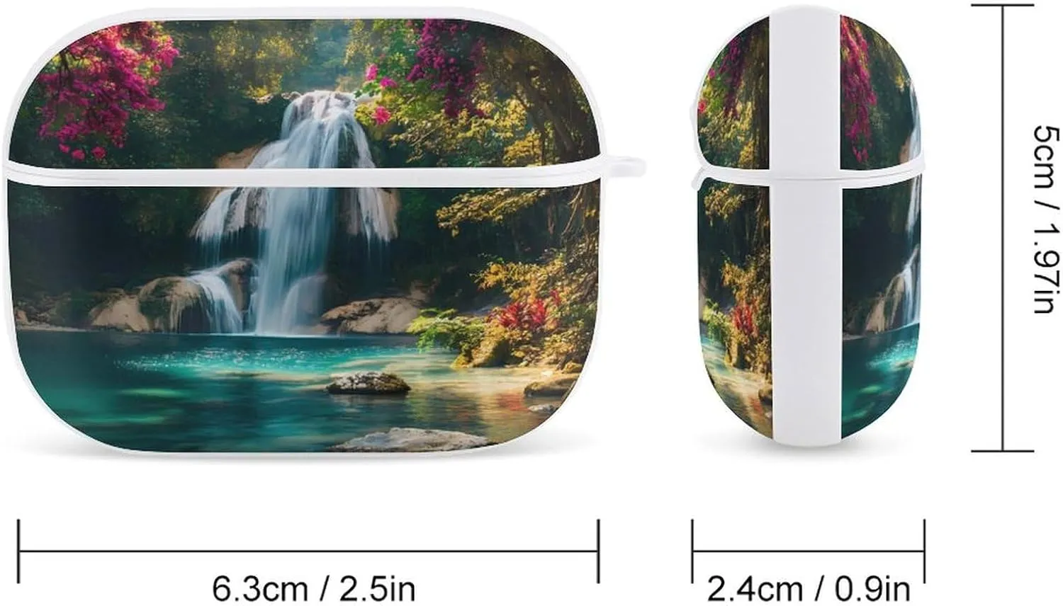 Waterfall in Tropical Rainforest Earbud Case Bluetooth Headphone Case Full Protective Case with Keychain Compatible with Airpods Pro White-Style