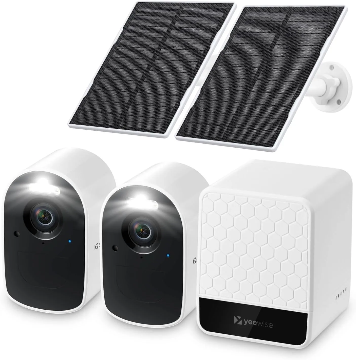 WiFi6 Solar Security Cameras Wireless Outdoor, 2K QHD Home Security System, 2-Cam Kit, 2.4&5GHz WiFi, Color Night Vision, Local Storage, IP66 Weatherproof, Works with Alexa, No Monthly Fees