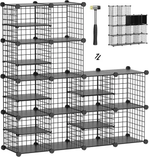Wire Cube Storage Organizer, 12 Cubes Converted into 14 Cubes, Sturdy Metal Grids Storage Shelf Closet Shelving Units and Storage, Shelves for Bedroom LIvingroom Office