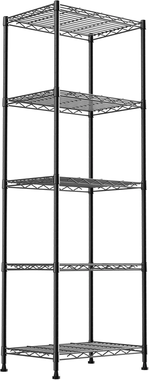 Wire Shelving Rack Storage Shelves,Vertical Garage Storage Shelves,Metal Adjustable Shelving,Garage Shelving for Laundry Bathroom Kitchen Wall Storage Room (Black,16.5" W x 11.4" D x 50" H)