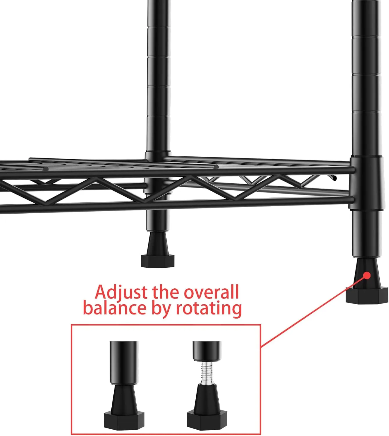 Wire Shelving Rack Storage Shelves,Vertical Garage Storage Shelves,Metal Adjustable Shelving,Garage Shelving for Laundry Bathroom Kitchen Wall Storage Room (Black,16.5" W x 11.4" D x 50" H)