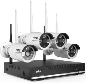 Wireless Security Camera System with 8CH NVR Kit 1-Way Audio, 1080P Home WiFi Camera System for Outdoor Indoor Use, 4Pcs IP Wireless Security Camera Outdoor for Night Vision without Hard Drive