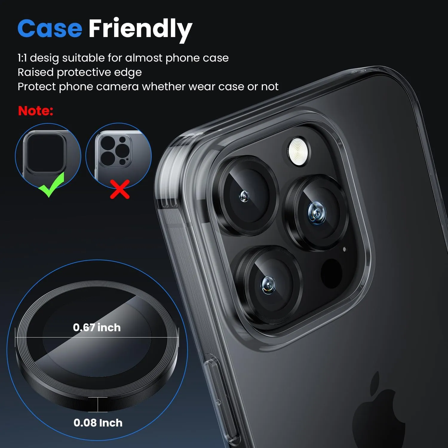 WSKEN for iPhone 16 Pro/iPhone 16 Pro Max/iPhone 15 Pro/iPhone 15 Pro Max Camera Lens Protector - [Original Shooting Model] Shatterproof Ultra HD Tempered Metal Glass Camera Screen Protector Cover