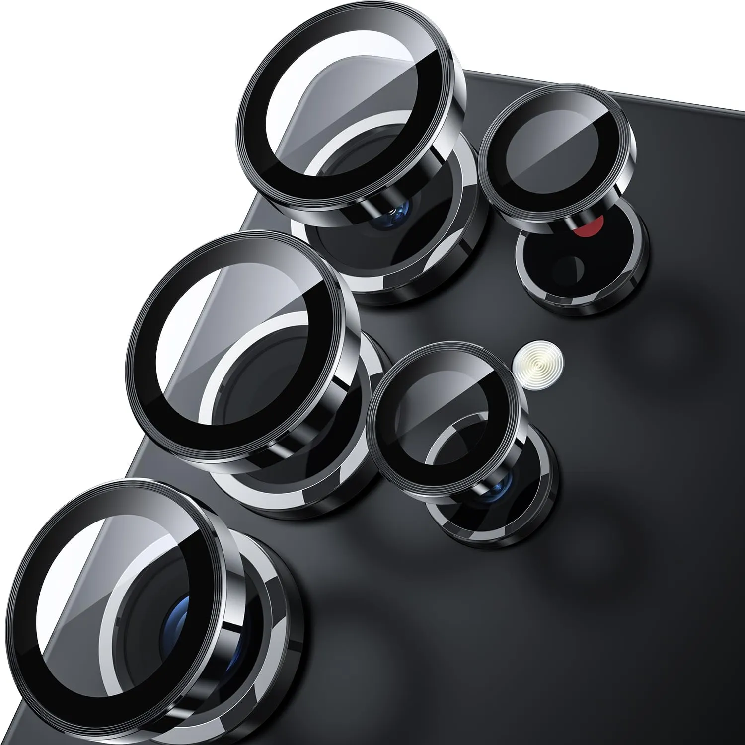WSKEN for Samsung Galaxy S25 Ultra Camera Lens Protector - Ultra Thin Case Friendly, 9H Shatterproof Tempered Glass with Aluminum Metal Circle Camera Screen Protector Cover Accessories, Black