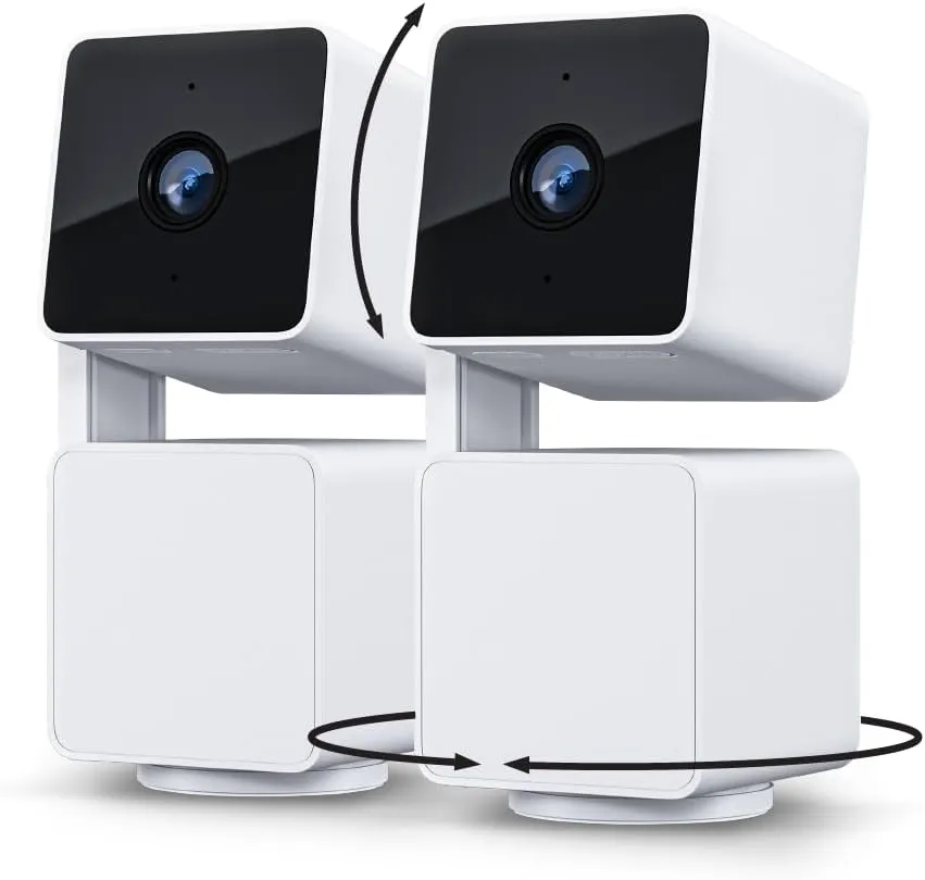 WYZE Cam Pan v3 Indoor/Outdoor IP65-Rated 1080p Pan/Tilt/Zoom Wi-Fi Smart Home Security Camera with Color Night Vision, 2-Way Audio, Compatible with Alexa & Google Assistant, White, 2-Pack