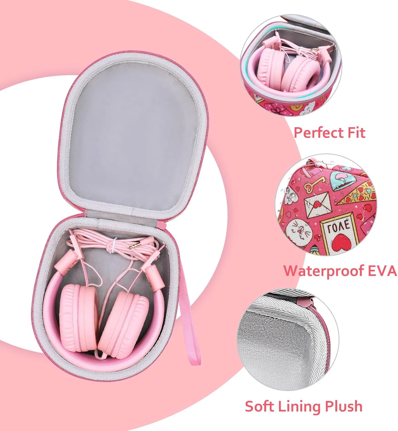 XANAD Carrying Case for Kids Headphone - Elecder i37 / Noot K11 / iClever HS14 Foldable Wired On-Ear Headset (The Headset is not Included)