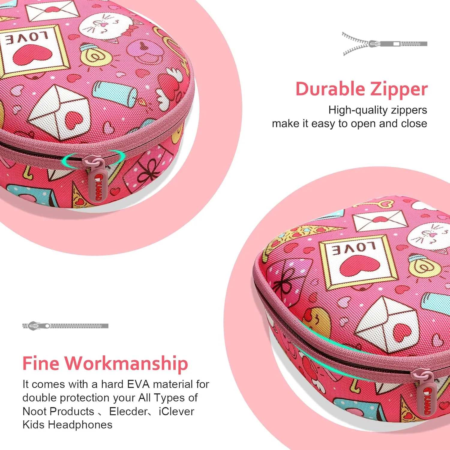 XANAD Carrying Case for Kids Headphone - Elecder i37 / Noot K11 / iClever HS14 Foldable Wired On-Ear Headset (The Headset is not Included)