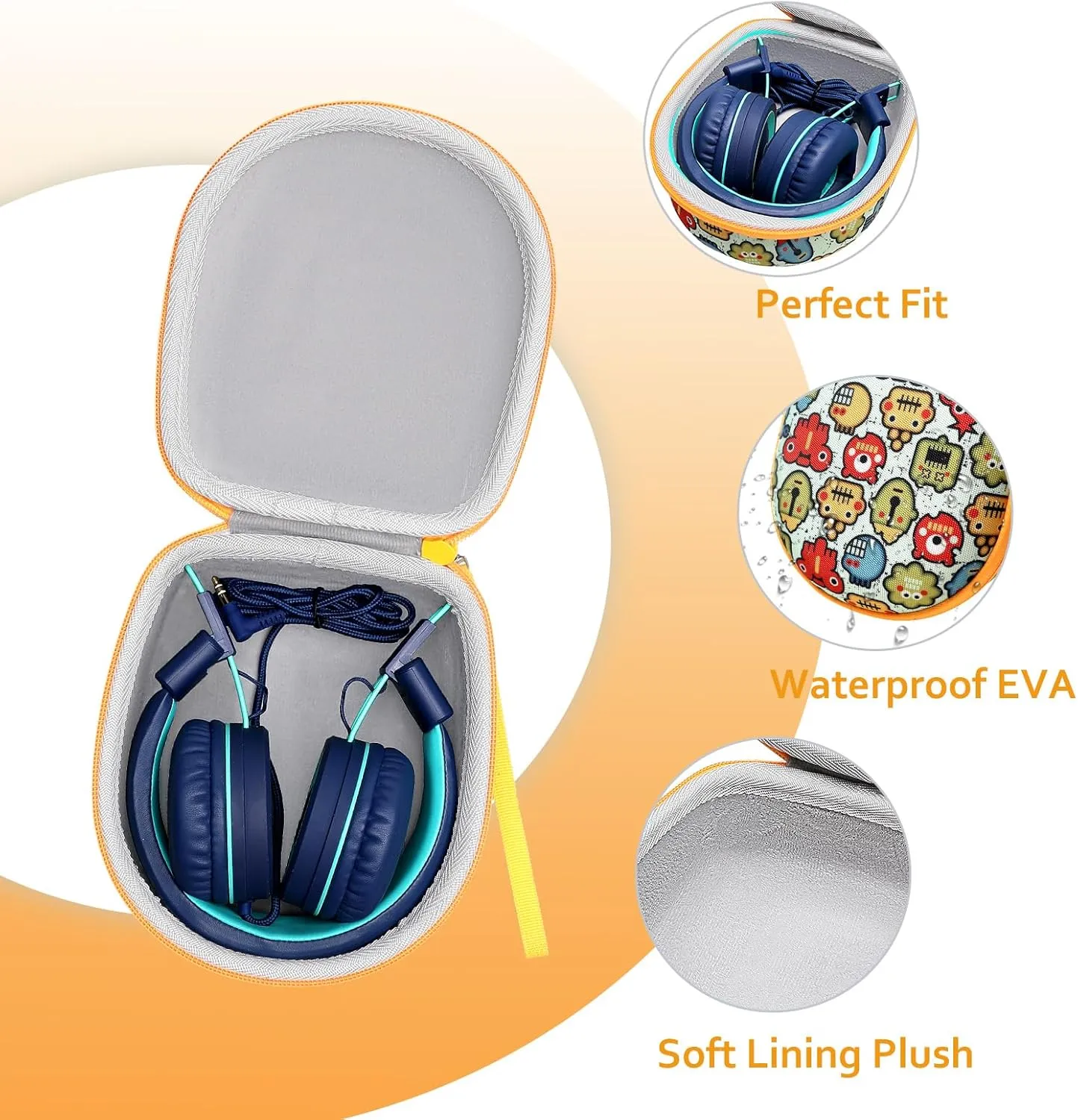 XANAD Kids Headphone Case for Elecder i37 / Noot K11 / iClever HS14 Foldable Wired On-Ear Headset (The Headset is not Included)