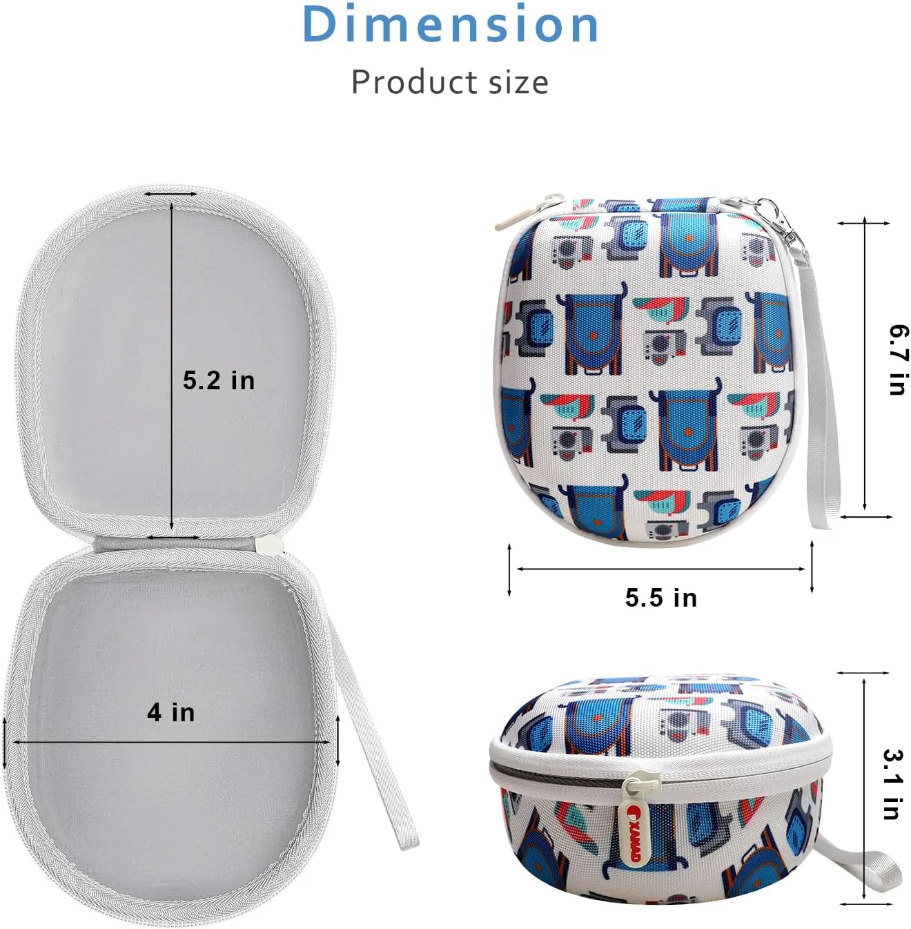 XANAD Kids Headphone Case for Elecder i37 / Noot K11 / iClever HS14 Foldable Wired On-Ear Headset (The Headset is not Included)
