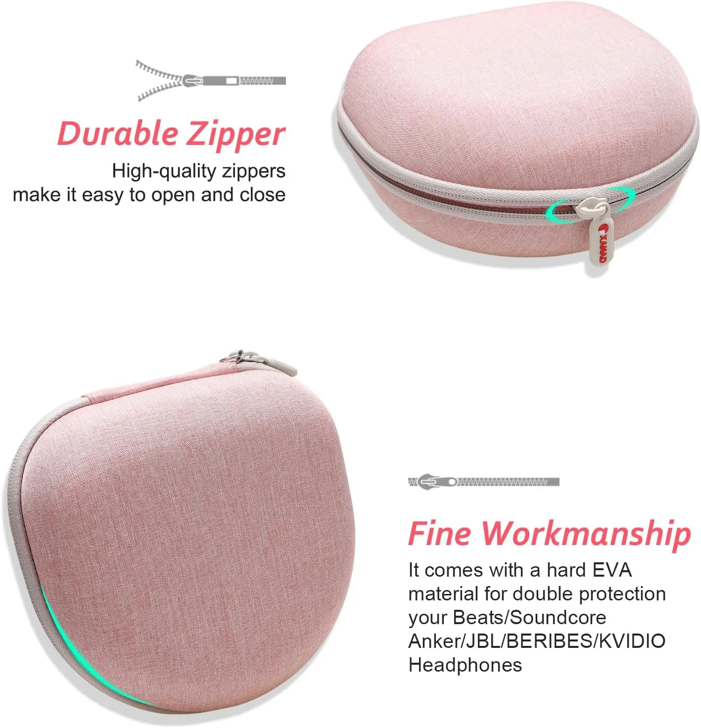 XANAD Kids Headphones Case Compatible with iClever HS19 / BTH12 / Candy Bila/MIDOLA MD-B01 / noot Products/EarFun/IMYB Foldable Kid Headphone, Mint Green (Case Only)