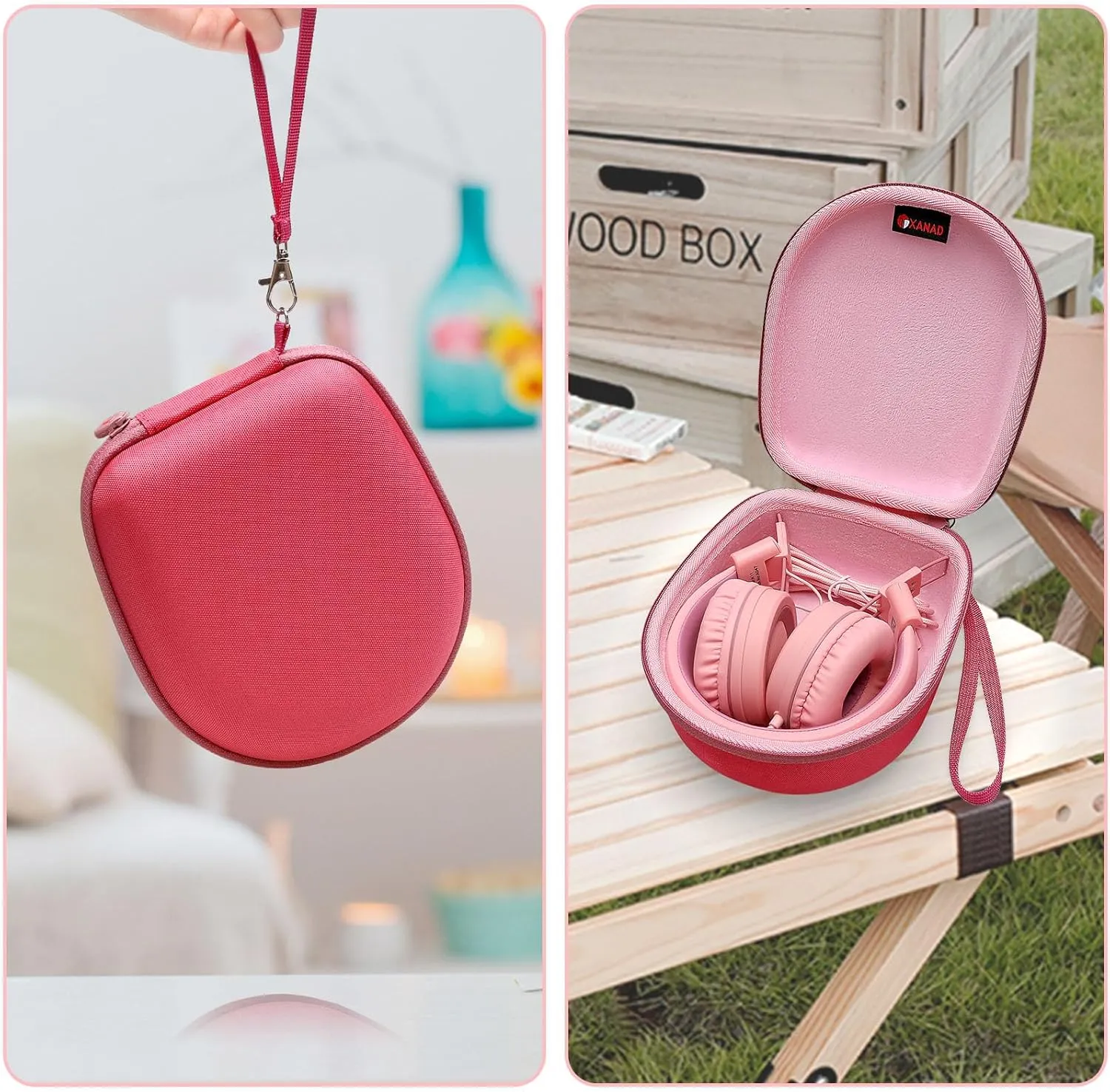 XANAD Pink Case for Noot Products K11, Elecder i37, POWMEE M1, POWMEE M2, Mpow CH8, iRAG J01, Noot Products K22, NIVAVA K8, iClever, Sonitum Kids Headphones (Only Case)