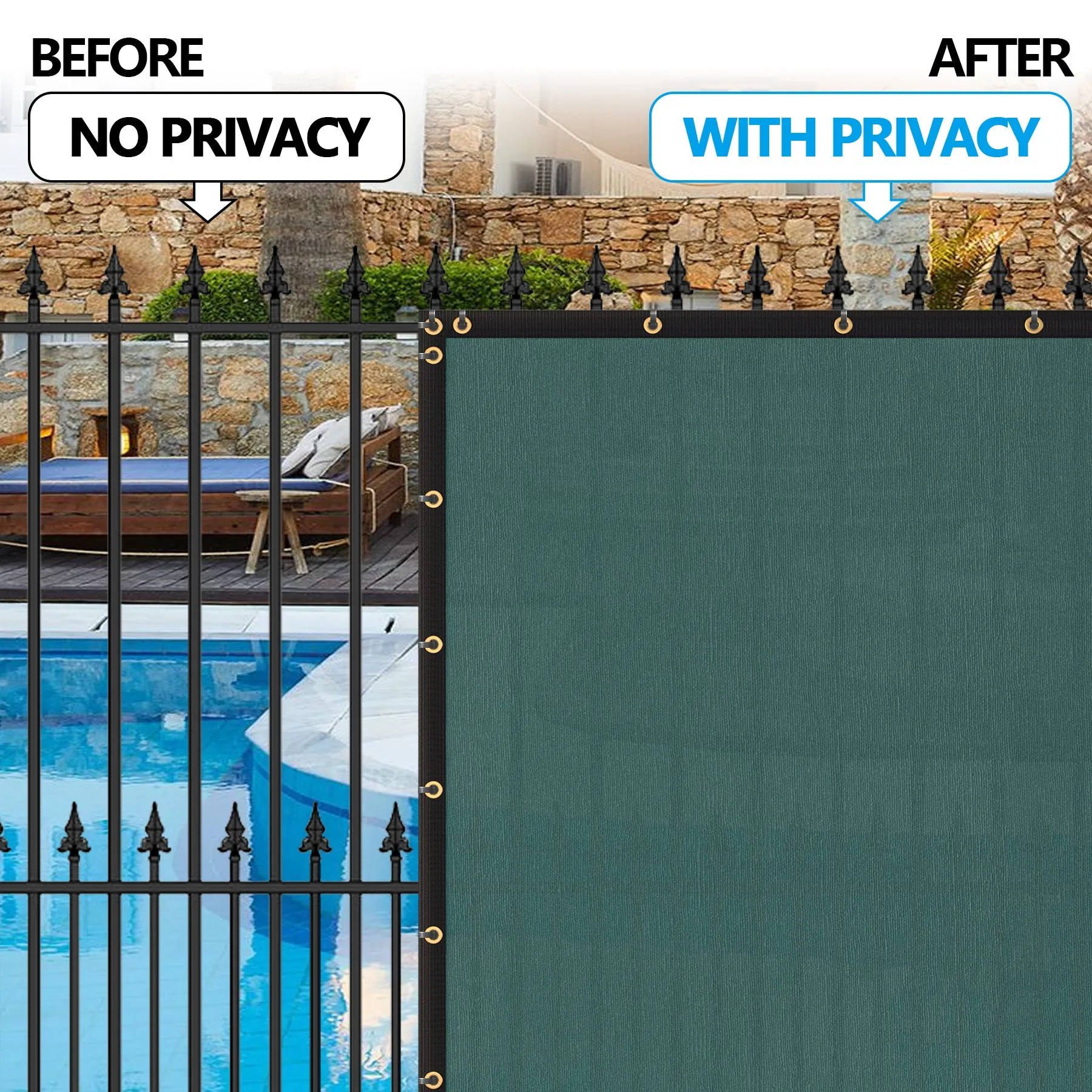 ZENY™ 6ft x 50ft Outdoor Privacy Screen Fence 150 GSM Heavy Duty Mesh Fence Cover