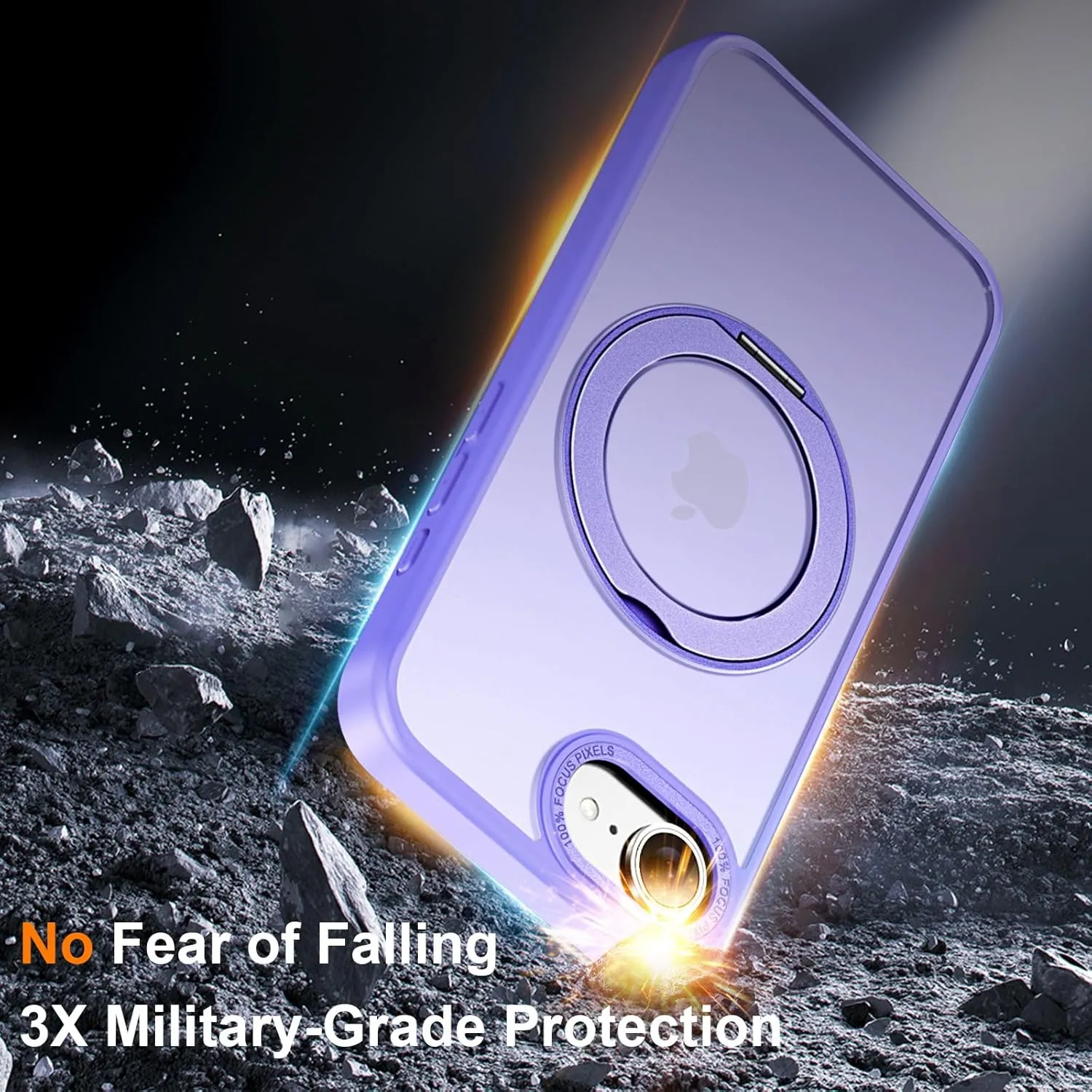 ZHK 360 Rotatable Ring for iPhone 16e Case Magnetic, [Military Grade Drop Proof] [Translucent Frosted Back Panel] Slim Non-Slip Matte Phone Case for iPhone 16e 6.1'', Light Purple