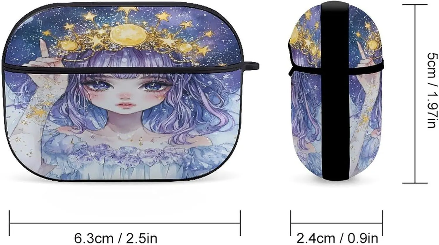 Zodiac Pin Up Girl Painting Earbud Case Bluetooth Headphone Case Full Protective Case with Keychain Compatible with Airpods Pro Black-Style