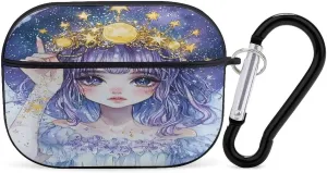 Zodiac Pin Up Girl Painting Earbud Case Bluetooth Headphone Case Full Protective Case with Keychain Compatible with Airpods Pro Black-Style